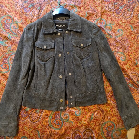 Andrew Marc small gray suede women's jacket - Picture 1 of 3